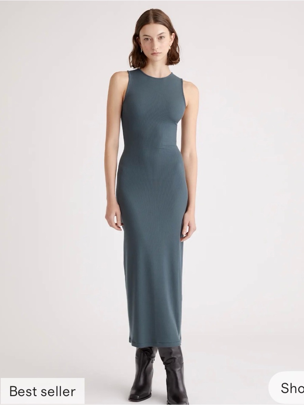 Quince Sleeveless Tencel Maxi Dress in Dark Green size S Never worn!